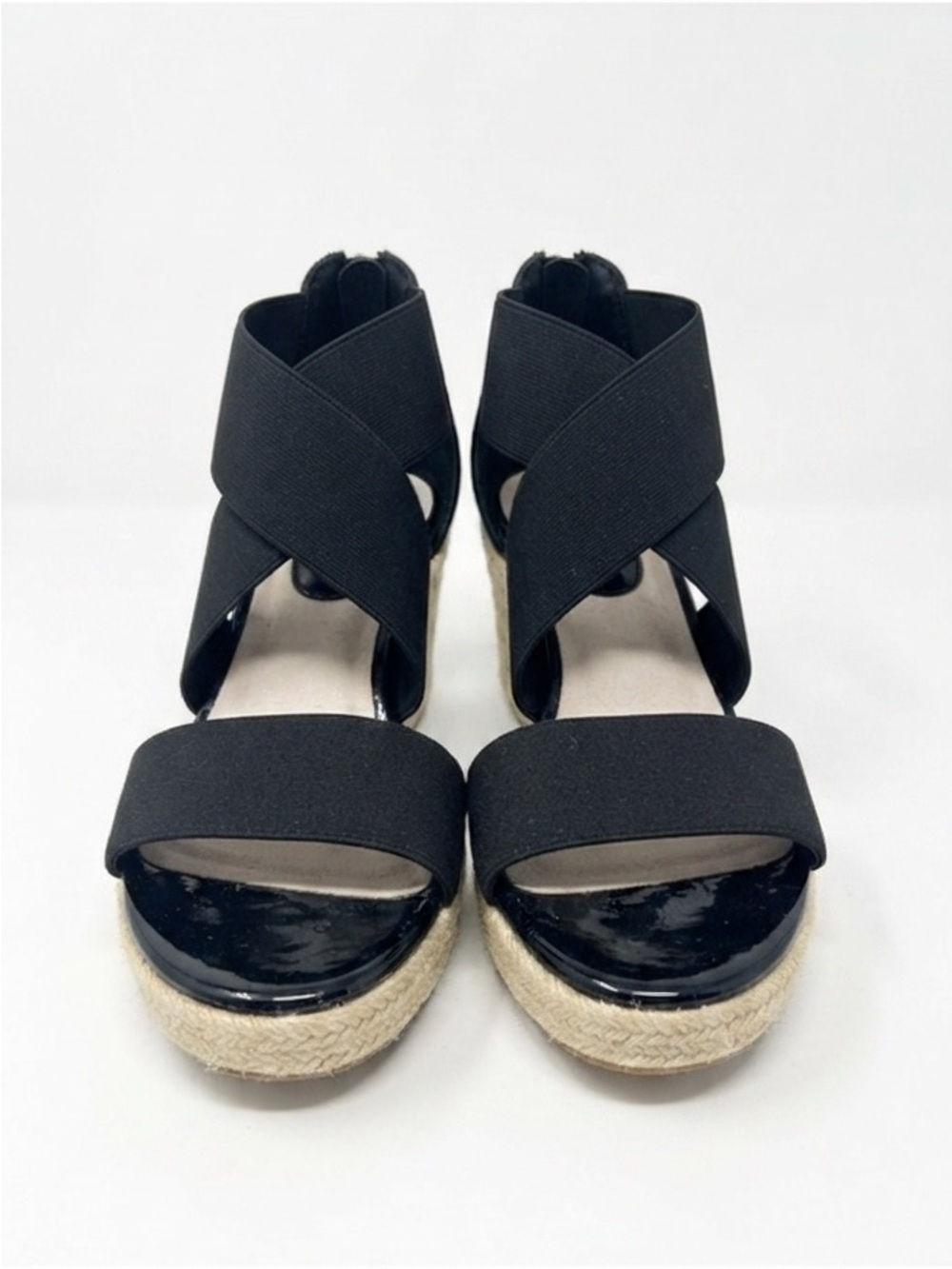 RUDSAK Black Elastic Strap Wedge Sandals Size 6.5